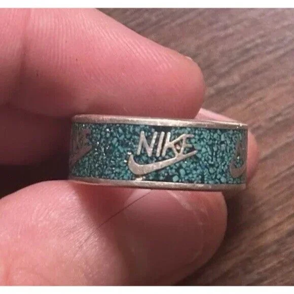 Vintage 70’s Nike Turquoise Inlay Ring 925 Silver Size 8.5 Extremely Rare